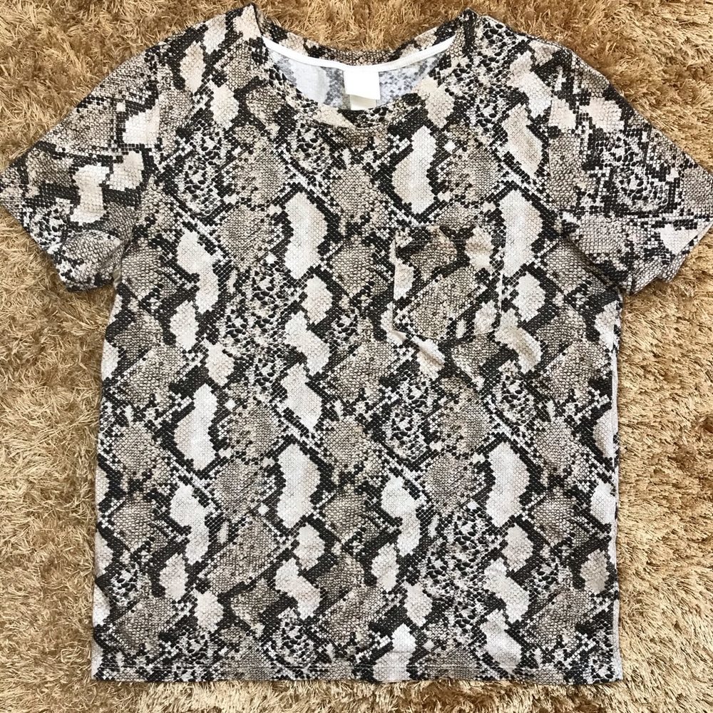 H&M Cotton Snakeskin Short Sleeve T-Shirt
